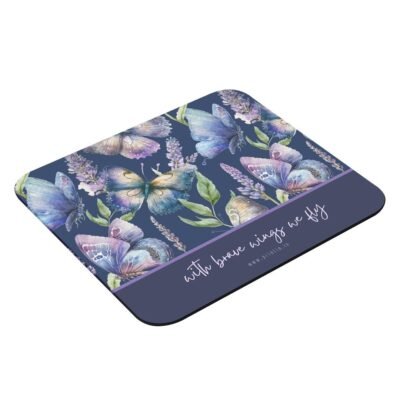 PRINTIO Purple Elegant Feminine Butterfly and Lavender Flower Mouse Pad