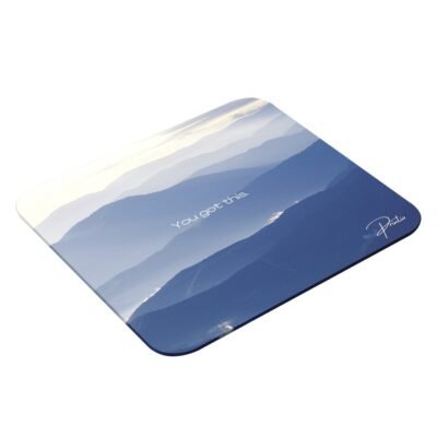 PRINTIO Monochromatic Blue Mountain With Motivational Quote Mouse Pad
