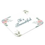 PRINTIO White and Teal Floral Beautiful Mouse Pad