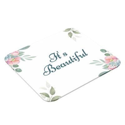 PRINTIO White and Teal Floral Beautiful Mouse Pad