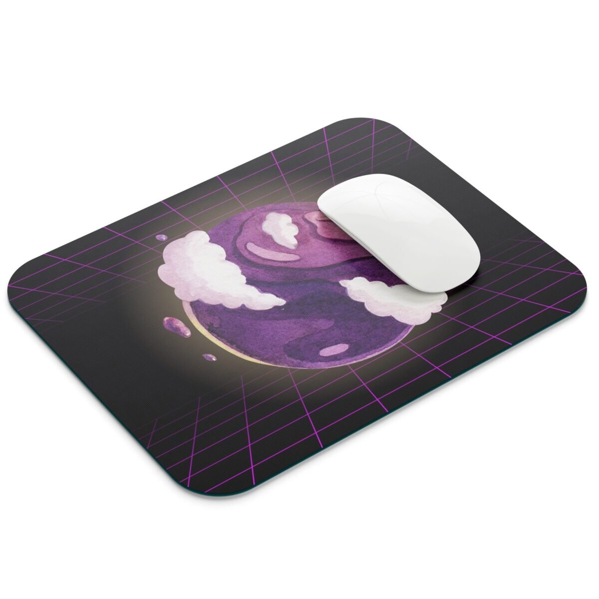 PRINTIO Black and Purple Modern Illustration Planet Mouse Pad - Image 2