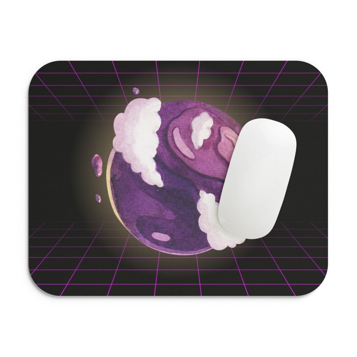 PRINTIO Black and Purple Modern Illustration Planet Mouse Pad - Image 3