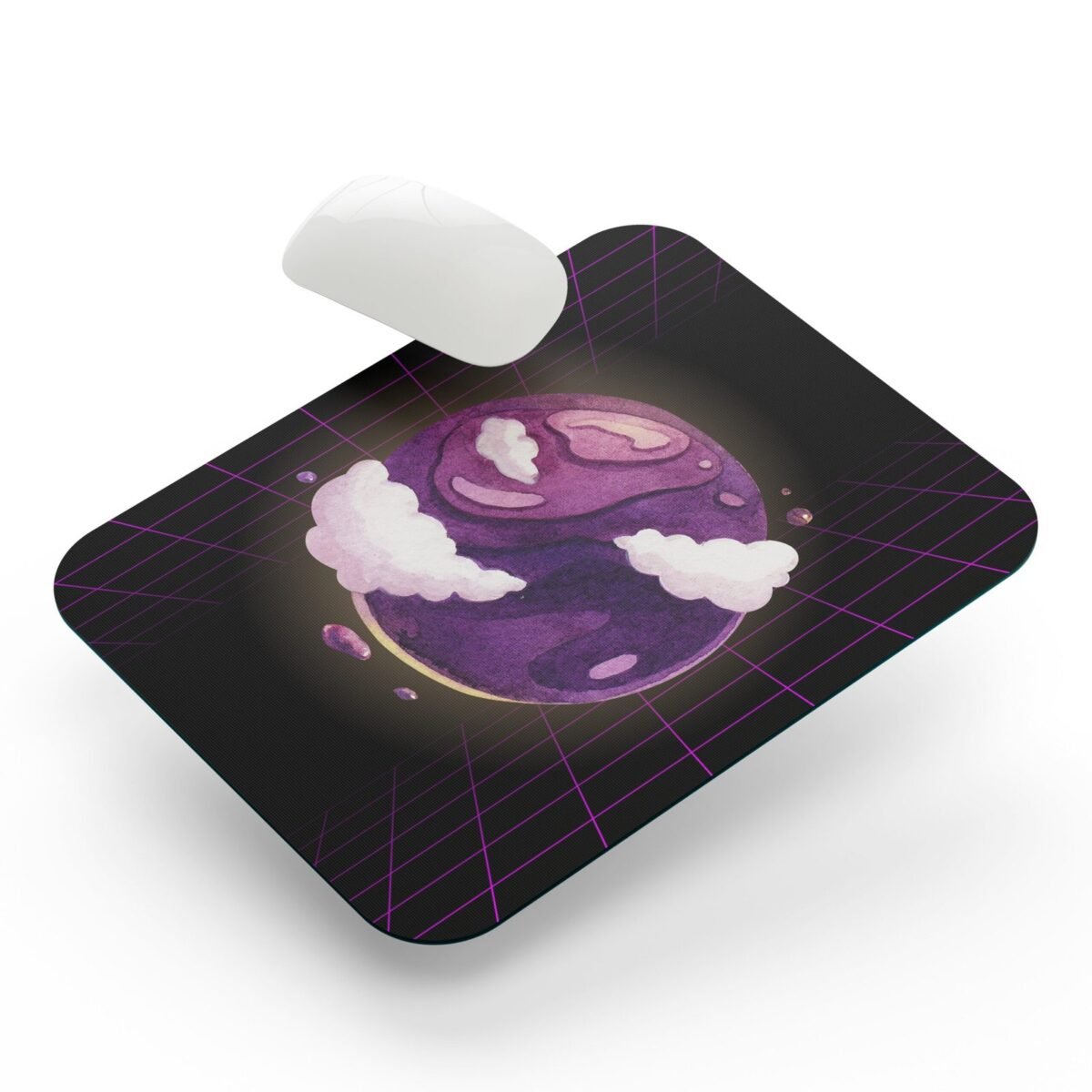 PRINTIO Black and Purple Modern Illustration Planet Mouse Pad - Image 4