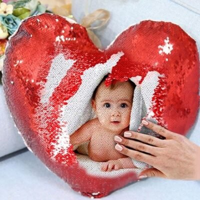 Personalized Magic Cushion With Photo – Heart Shape