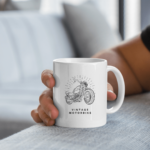 PRINTIO’s Vintage Motorbike Printed White Coffee Mug – 325 ML